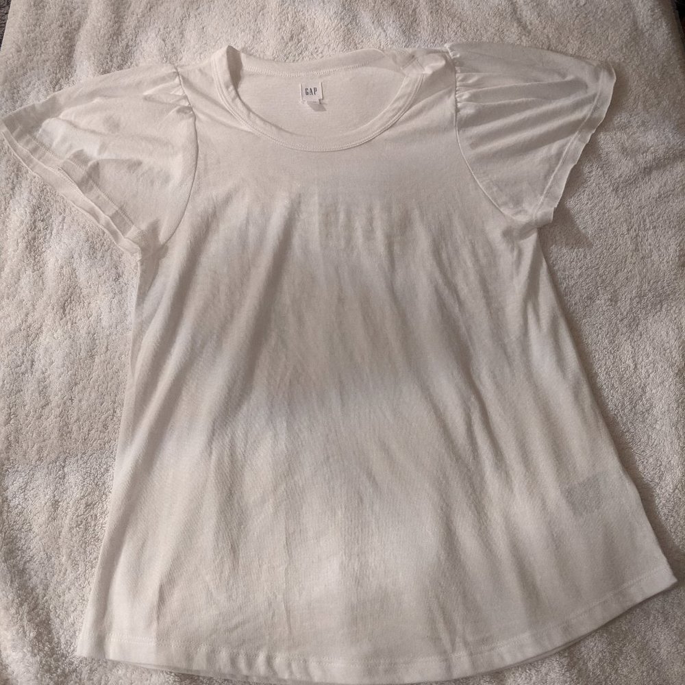 GAP White T-Shirt with Flutter Sleeves